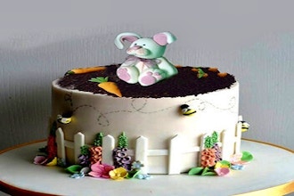 Cute Bunny and Fondant Cake